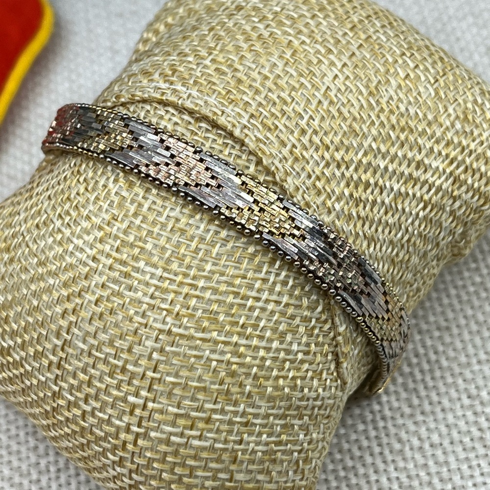 ✨ Vintage Italian Sterling Silver Chevron Mesh Bracelet – 7” | 18g ✨ - Picture 7 of 13